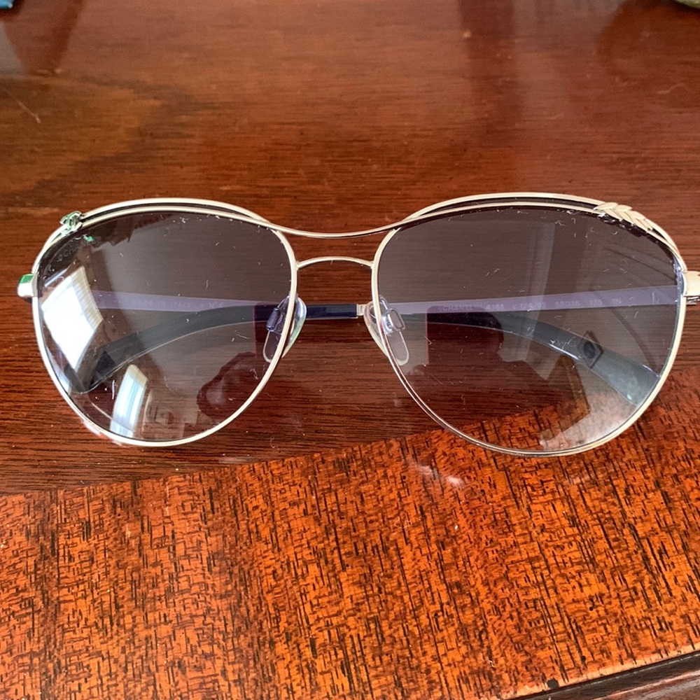 Chanel aviation grey/ silver sunglasses, moderate scratches on lenses